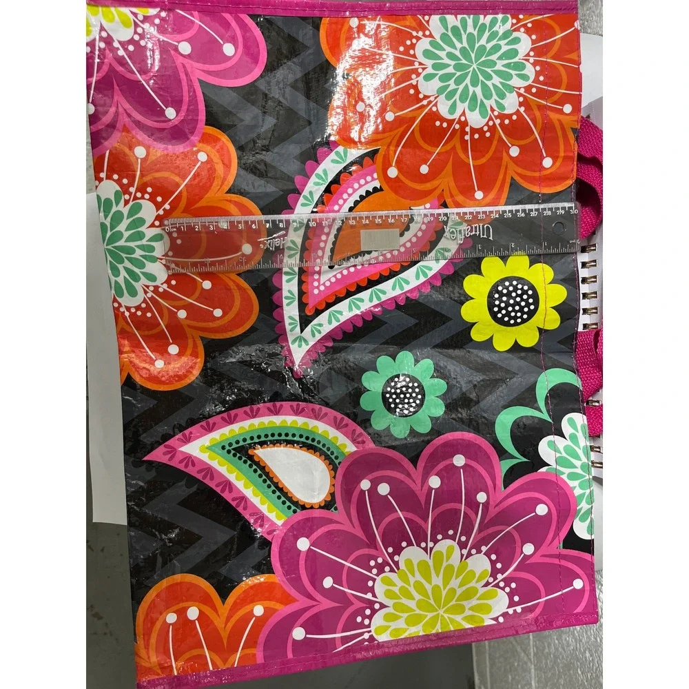 Vera Bradley Reusable Tote Bag Floral‎ Paisley Chevron Black Pink Recycled